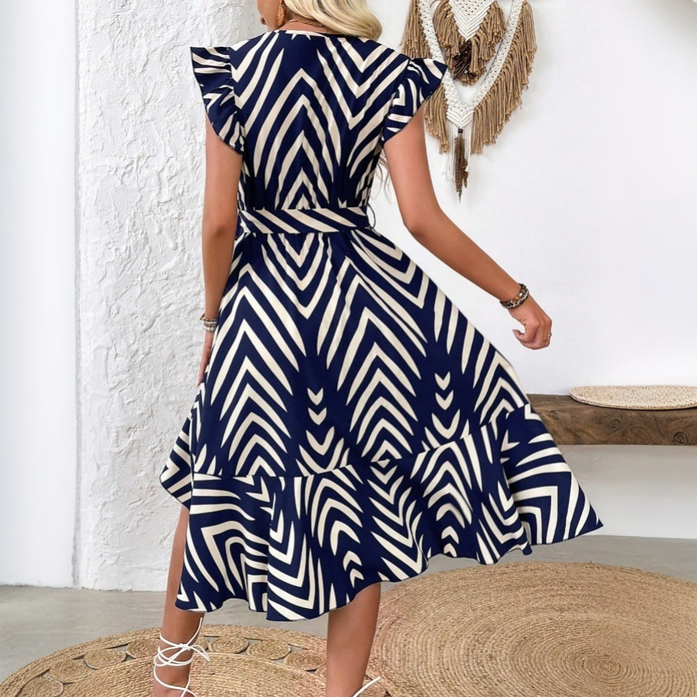Elegant Vacation Style Irregular Stripes Women's Dress