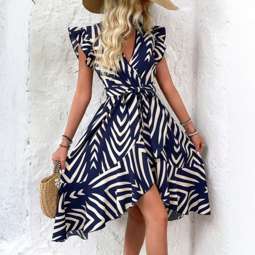 Elegant Vacation Style Irregular Stripes Women's Dress
